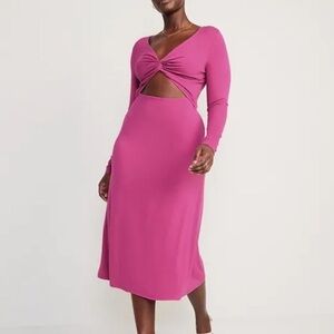 Nwt Old Navy 3X Barbie Pink Cutout Midi Dress